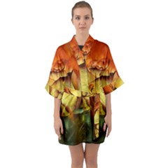 Rose Flower Petal Floral Love Quarter Sleeve Kimono Robe by Sapixe