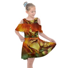 Rose Flower Petal Floral Love Kids  Shoulder Cutout Chiffon Dress