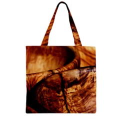 Olive Wood Wood Grain Structure Zipper Grocery Tote Bag by Sapixe