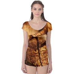 Olive Wood Wood Grain Structure Boyleg Leotard  by Sapixe