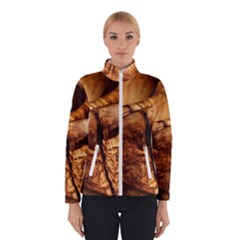 Olive Wood Wood Grain Structure Winter Jacket by Sapixe