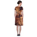 Olive Wood Wood Grain Structure Short Sleeve Front Wrap Dress View2