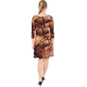 Olive Wood Wood Grain Structure Quarter Sleeve Front Wrap Dress View2