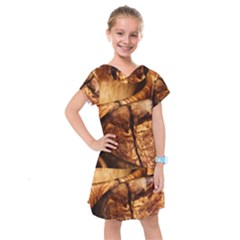 Olive Wood Wood Grain Structure Kids  Drop Waist Dress by Sapixe