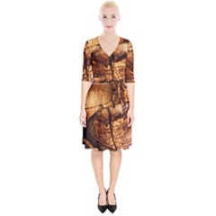 Olive Wood Wood Grain Structure Wrap Up Cocktail Dress by Sapixe