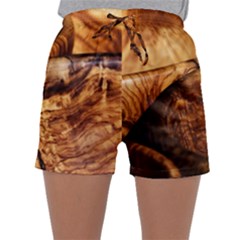 Olive Wood Wood Grain Structure Sleepwear Shorts by Sapixe