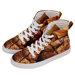 Olive Wood Wood Grain Structure Men s Hi-top Skate Sneakers by Sapixe