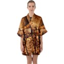 Olive Wood Wood Grain Structure Quarter Sleeve Kimono Robe View1