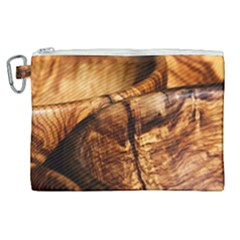 Olive Wood Wood Grain Structure Canvas Cosmetic Bag (xl)