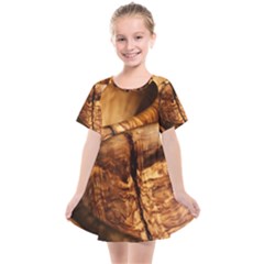 Olive Wood Wood Grain Structure Kids  Smock Dress by Sapixe