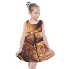 Olive Wood Wood Grain Structure Kids  Summer Dress by Sapixe