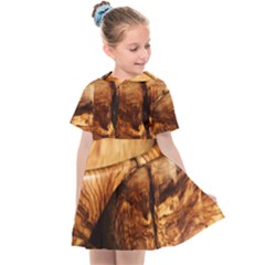 Olive Wood Wood Grain Structure Kids  Sailor Dress by Sapixe