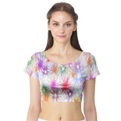 Star Dab Farbkleckse Leaf Flower Short Sleeve Crop Top by Sapixe