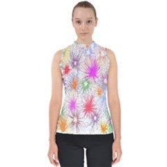 Star Dab Farbkleckse Leaf Flower Mock Neck Shell Top by Sapixe