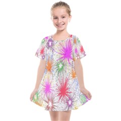 Star Dab Farbkleckse Leaf Flower Kids  Smock Dress by Sapixe