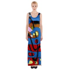 Creativeness Art Illustration Maxi Thigh Split Dress