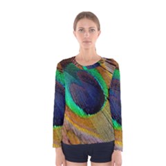 Bird Feather Background Nature Women s Long Sleeve Tee