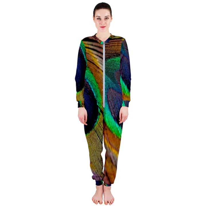 Bird Feather Background Nature OnePiece Jumpsuit (Ladies) 