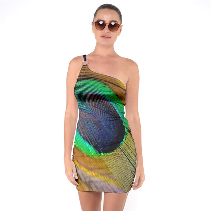 Bird Feather Background Nature One Soulder Bodycon Dress