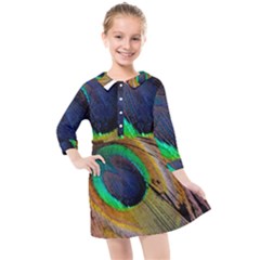 Bird Feather Background Nature Kids  Quarter Sleeve Shirt Dress