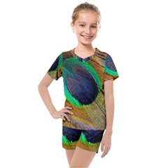 Bird Feather Background Nature Kids  Mesh Tee and Shorts Set