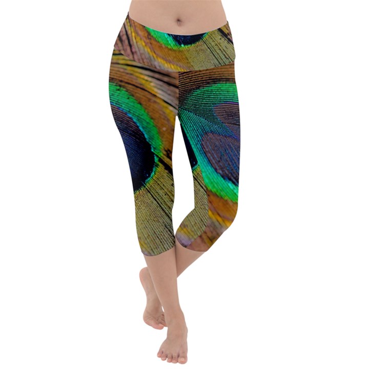 Bird Feather Background Nature Lightweight Velour Capri Yoga Leggings