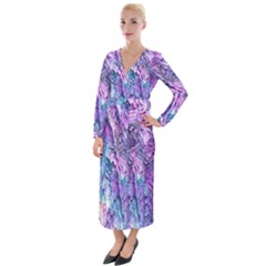 Background Peel Art Abstract Velvet Maxi Wrap Dress