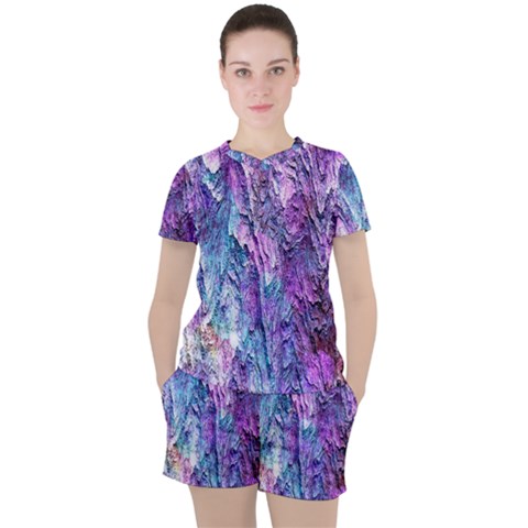 Background Peel Art Abstract Women s Tee And Shorts Set by Sapixe