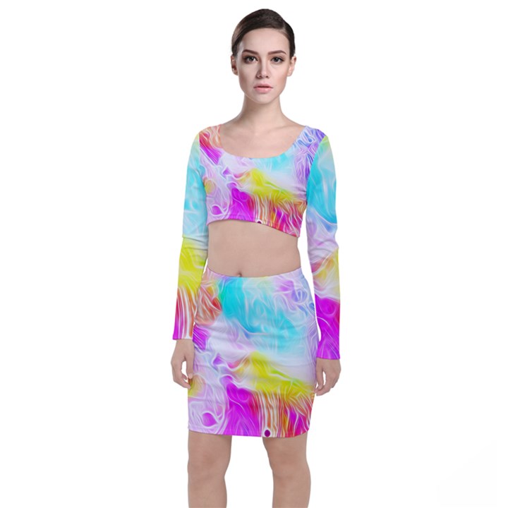 Background Drips Fluid Colorful Top and Skirt Sets