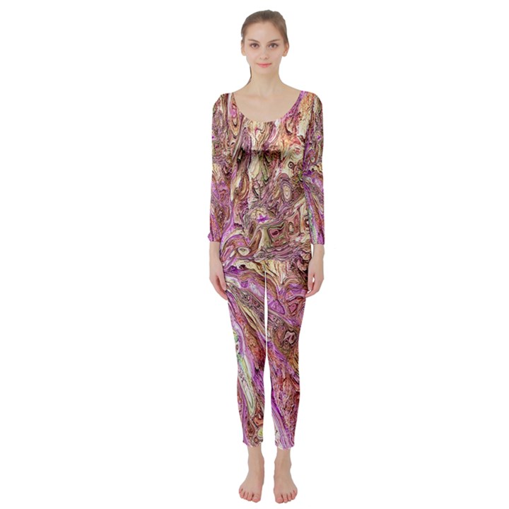 Background Swirl Art Abstract Long Sleeve Catsuit