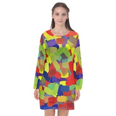 Abstract Art Structure Long Sleeve Chiffon Shift Dress  by Sapixe