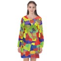 Abstract Art Structure Long Sleeve Chiffon Shift Dress  View1