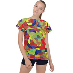 Abstract Art Structure Ruffle Collar Chiffon Blouse