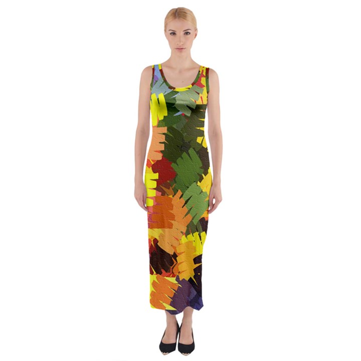 Mural Murals Graffiti Texture Fitted Maxi Dress