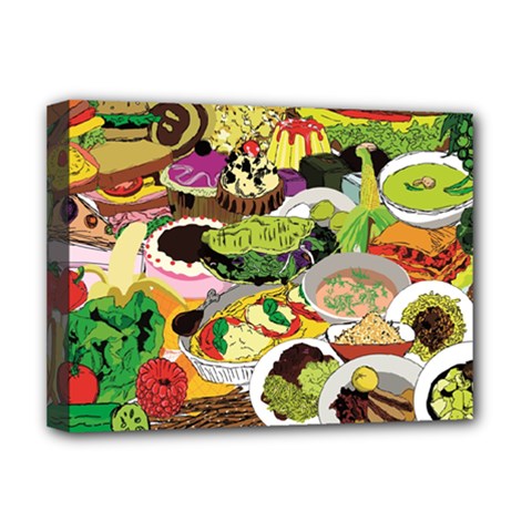 Eat Food Background Art Color Deluxe Canvas 16  X 12  (stretched)  by Sapixe