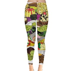 Eat Food Background Art Color Leggings  by Sapixe