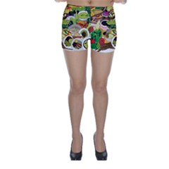 Eat Food Background Art Color Skinny Shorts by Sapixe