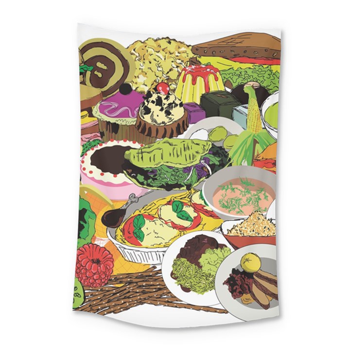 Eat Food Background Art Color Small Tapestry