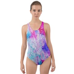 Background Art Abstract Watercolor Cut-out Back One Piece Swimsuit by Sapixe