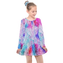 Background Art Abstract Watercolor Kids  Long Sleeve Dress