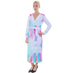 Background Drips Fluid Velvet Maxi Wrap Dress by Sapixe