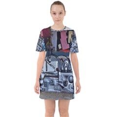 Lost Places Abandoned Train Station Sixties Short Sleeve Mini Dress by Sapixe