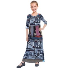 Lost Places Abandoned Train Station Kids  Quarter Sleeve Maxi Dress