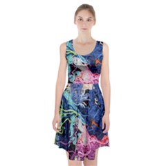 Wool Yarn Colorful Handicraft Racerback Midi Dress by Sapixe