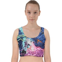 Wool Yarn Colorful Handicraft Velvet Racer Back Crop Top by Sapixe