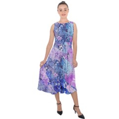 Background Art Abstract Watercolor Midi Tie-back Chiffon Dress