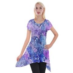 Background Art Abstract Watercolor Short Sleeve Side Drop Tunic by Sapixe