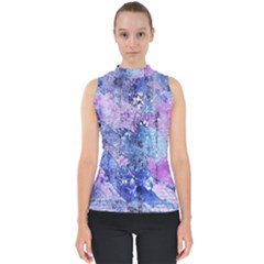 Background Art Abstract Watercolor Mock Neck Shell Top by Sapixe