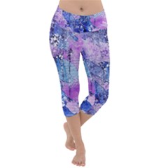 Background Art Abstract Watercolor Lightweight Velour Capri Yoga Leggings