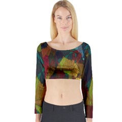 Background Color Template Abstract Long Sleeve Crop Top by Sapixe